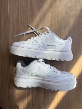 Nike Womens White Platform Leather Sneakers
